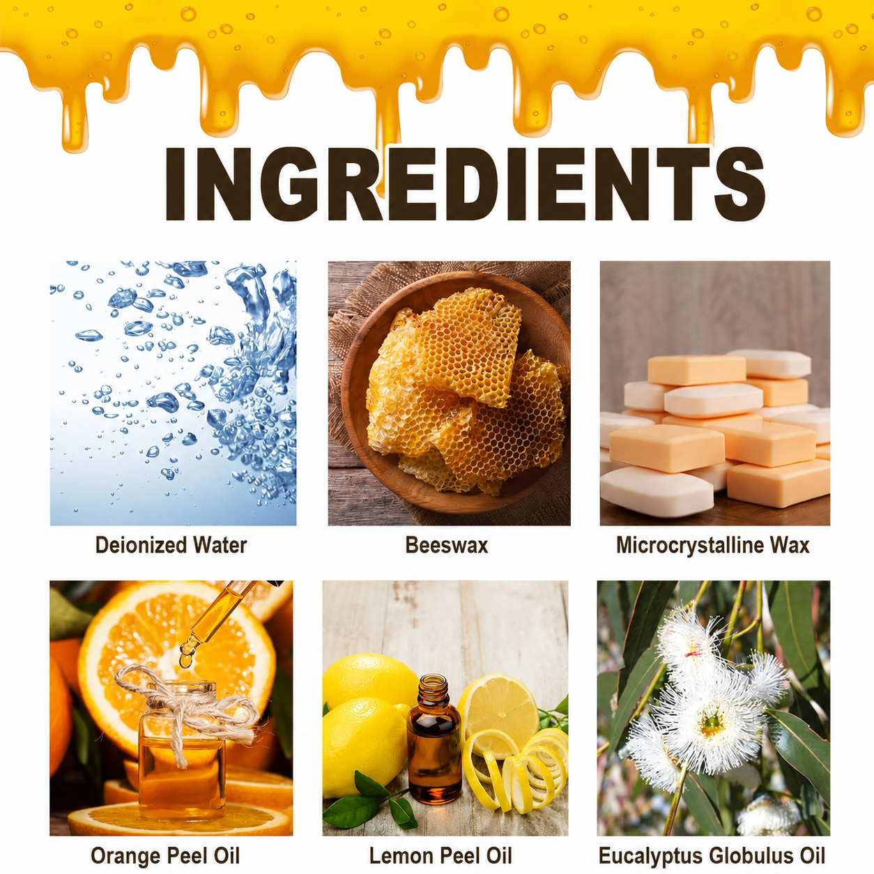 Natural Beeswax polishing spray ingredient presentation